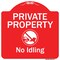 Signmission Private Property No Idling With Graphic Heavy-Gauge Aluminum Architectural Sign, 18" H, RW-1818-9775 A-DES-RW-1818-9775 - alternate 1